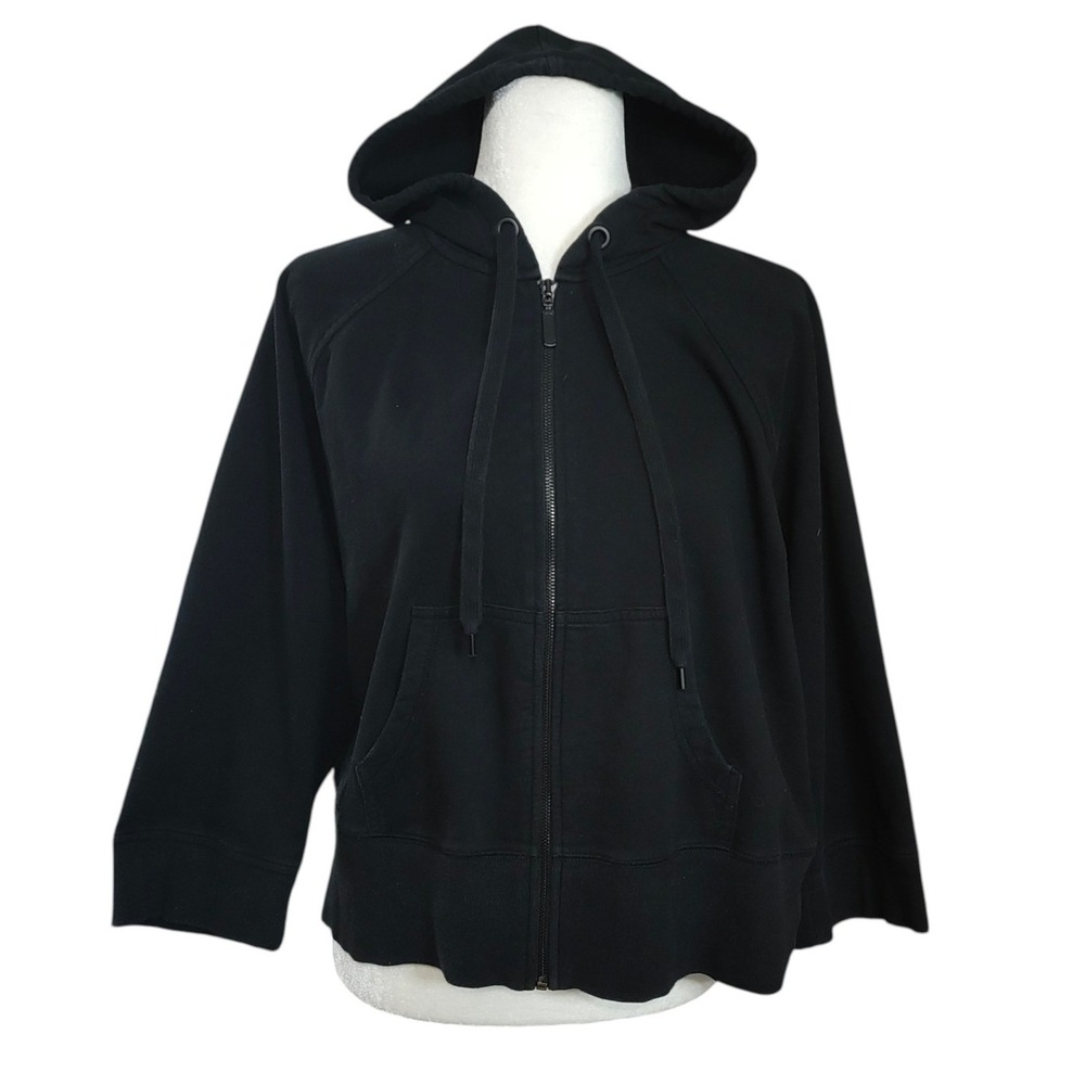 Norma Kamali Black Zip Up Hoodie Athleisure Cozy Loungewear Casual Plus Size XXL